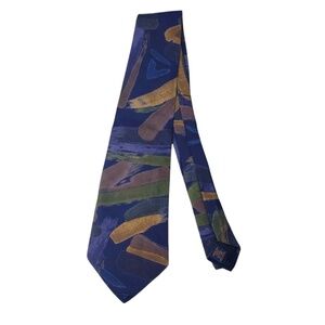 Mulberry‎ Thai Silks Geometric Abstract Pattern Hand Sewn Tie Made in USA